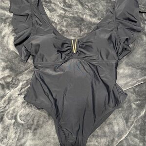 Chic Soul Black Ruffled One Piece Swimsuit